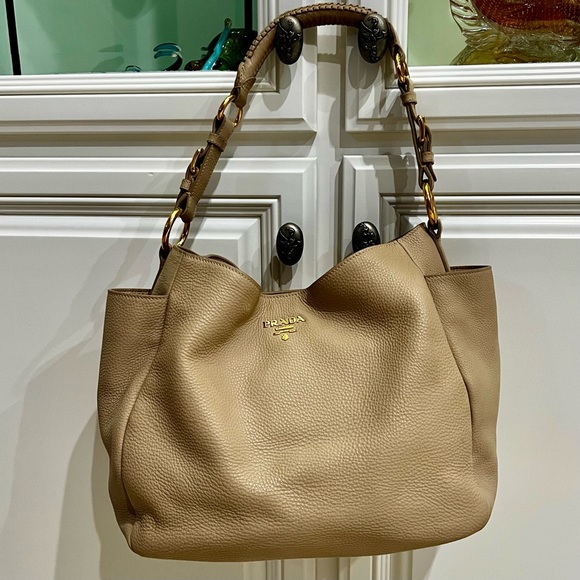 PRADA TAN DAINO LARGE WITH SIDE POCKETS - Picture 1 of 16